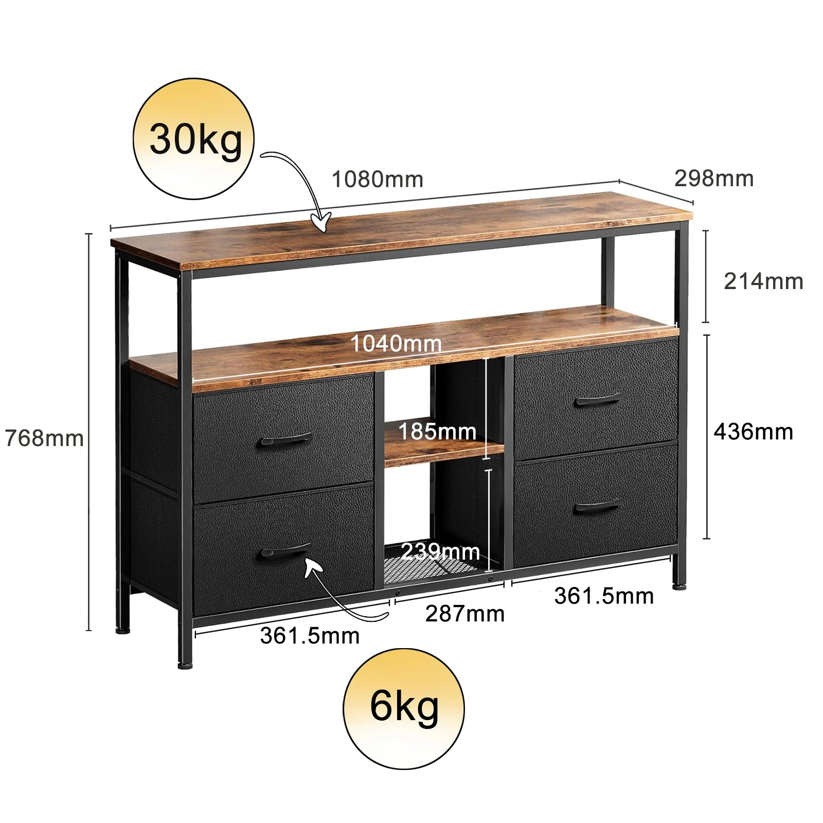 TV cabinet, storage cabinet with LED lighting, chests of drawers and sideboards, retro-style cabinet for the living room