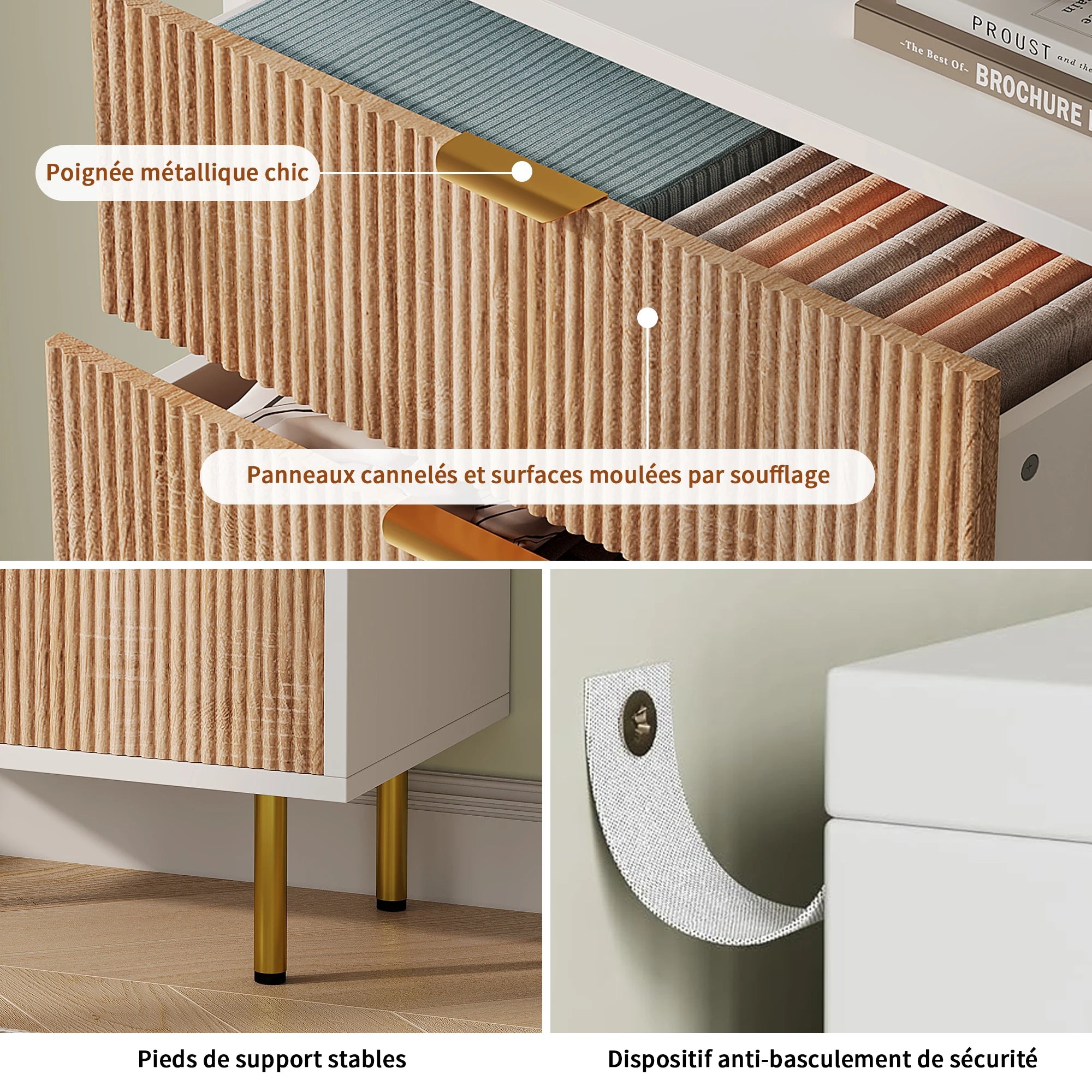 Cómoda NordicHome™ com 5 Gavetas – Móvel de Arrumação Multifuncional