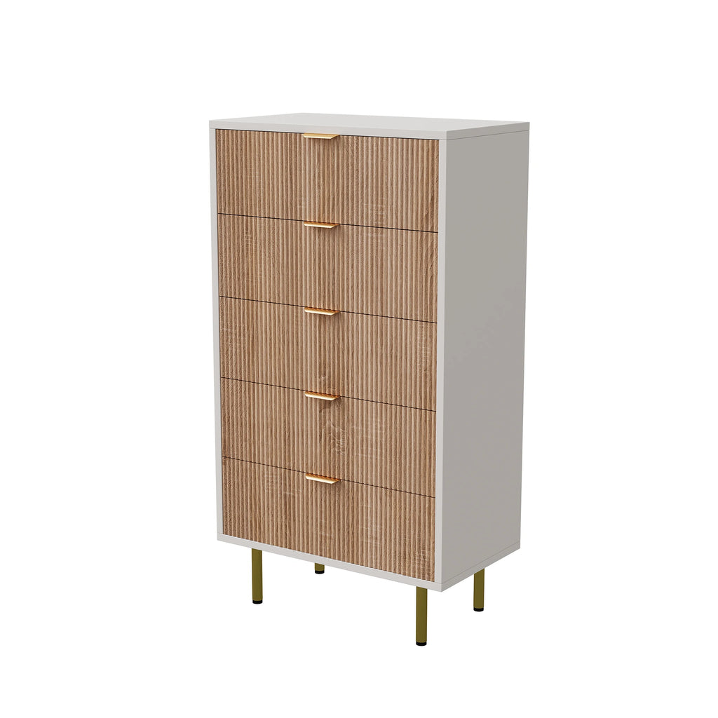 Cómoda NordicHome™ com 5 Gavetas – Móvel de Arrumação Multifuncional