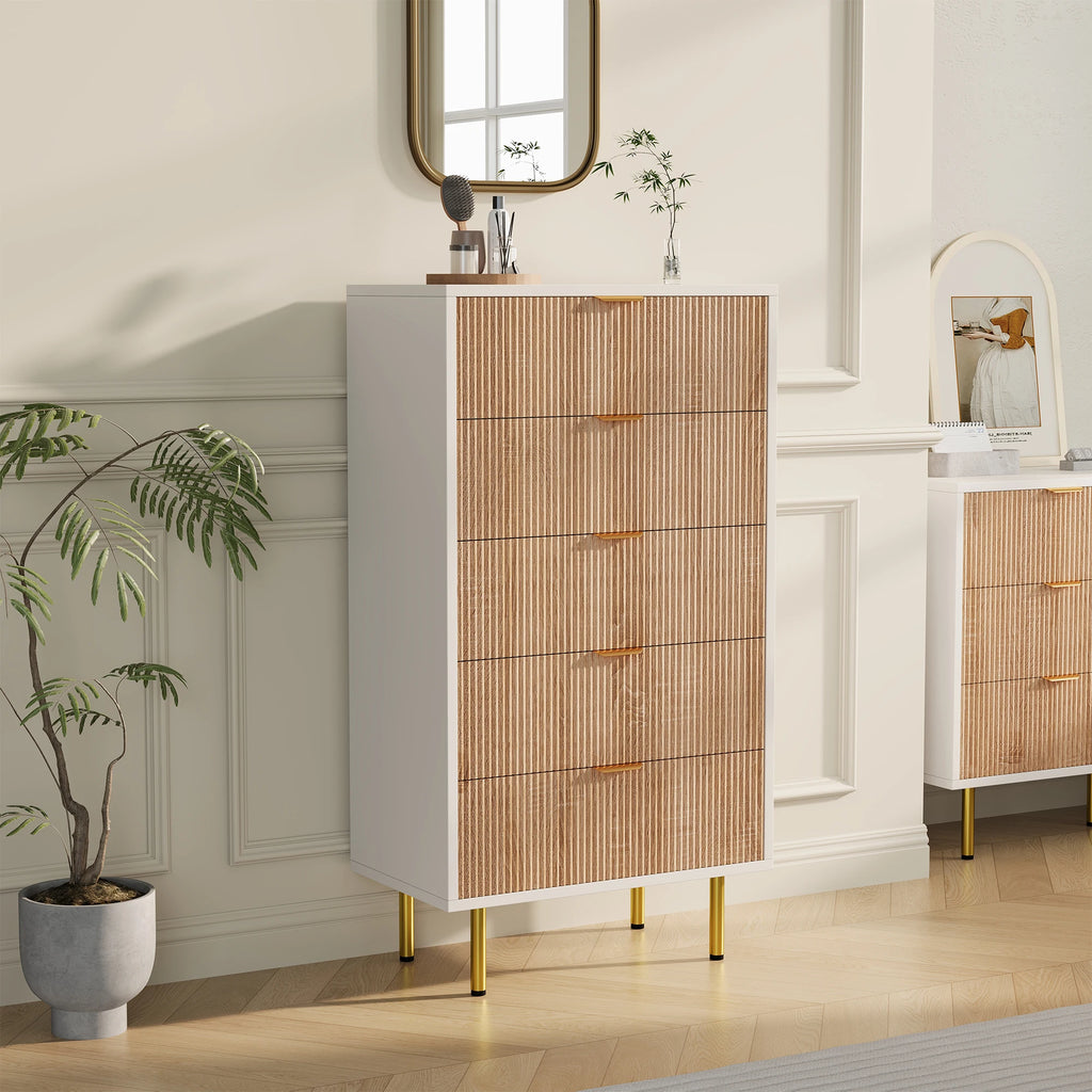 Cómoda NordicHome™ com 5 Gavetas – Móvel de Arrumação Multifuncional