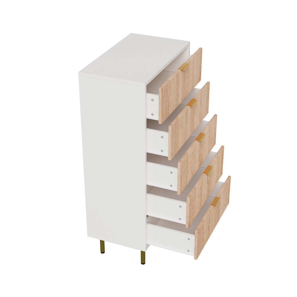 Cómoda NordicHome™ com 5 Gavetas – Móvel de Arrumação Multifuncional