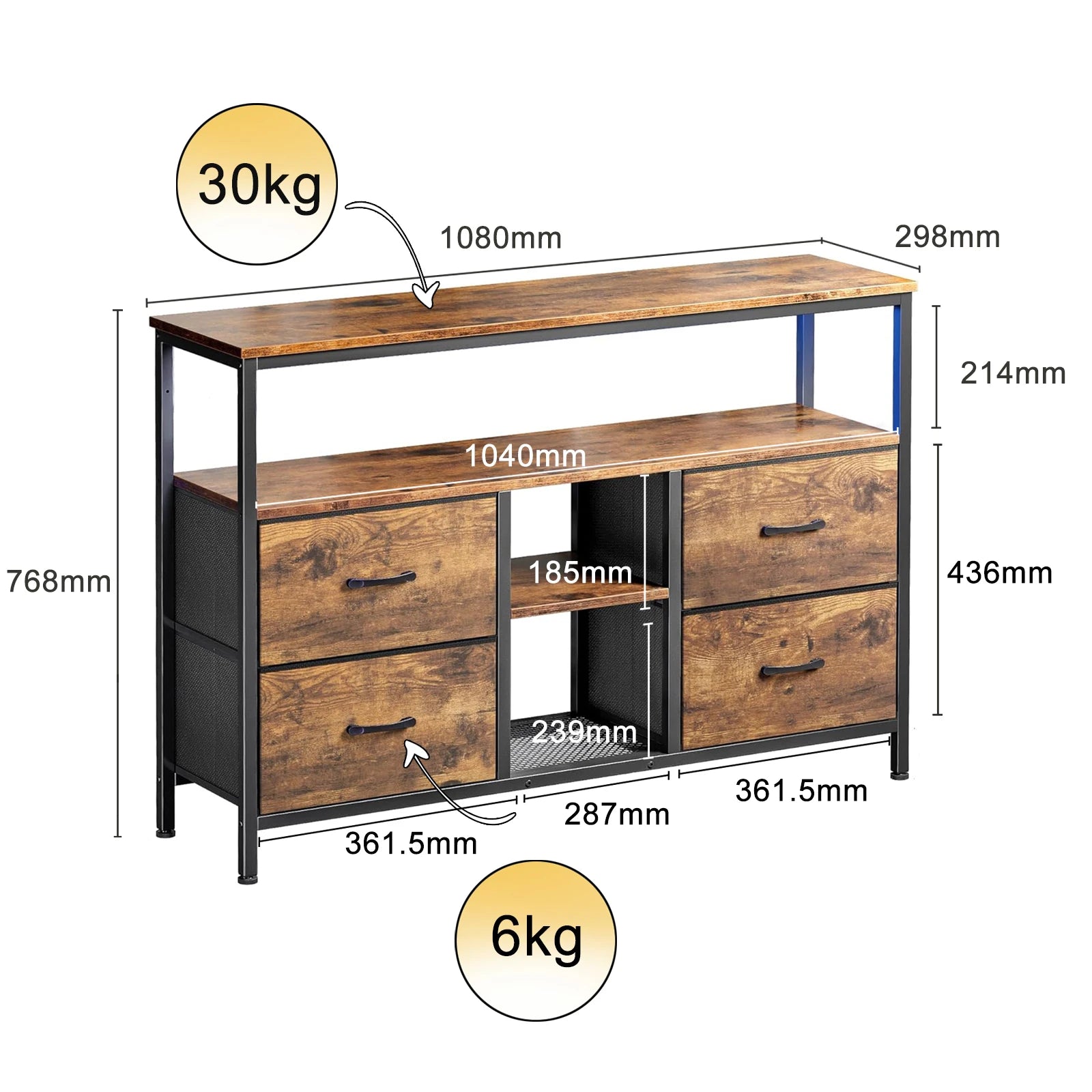TV cabinet, storage cabinet with LED lighting, chests of drawers and sideboards, retro-style cabinet for the living room