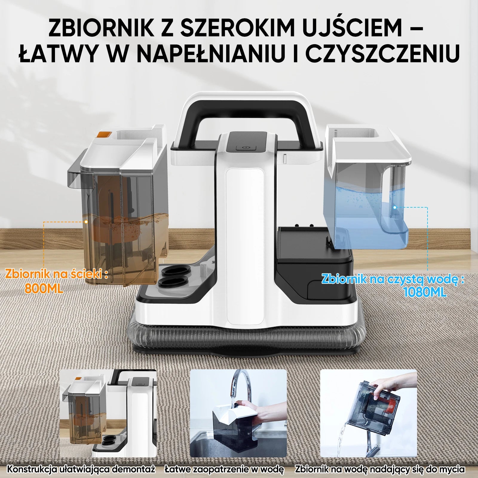 Máquina Portátil de Limpeza Profunda para Estofos e Tapetes – Potência e Resultados Profissionais em Casa