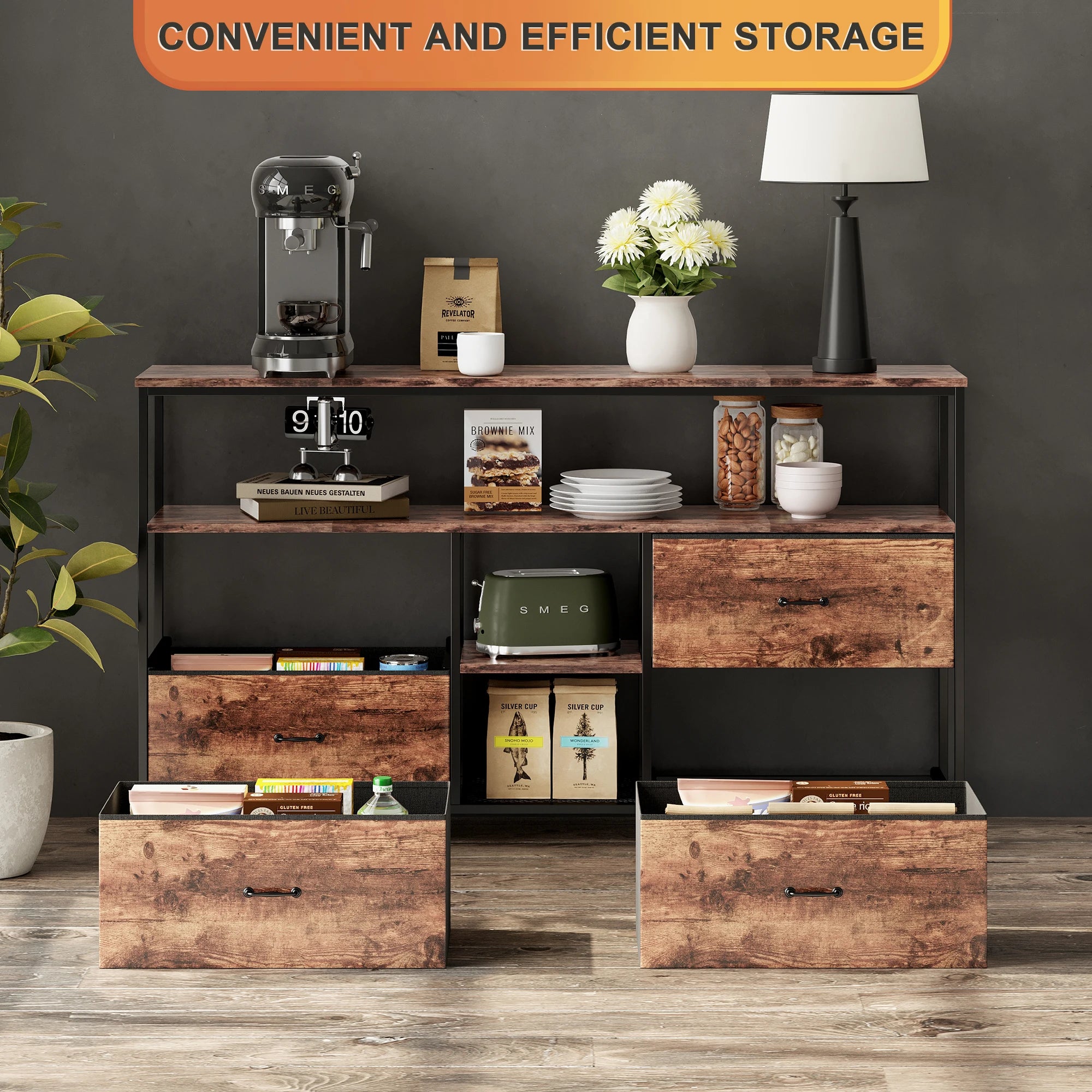 TV cabinet, storage cabinet with LED lighting, chests of drawers and sideboards, retro-style cabinet for the living room