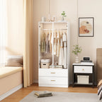 Roupeiro Moderno Branco com Vidro Temperado e Iluminação LED – Armário Funcional para Quarto ou Hall
