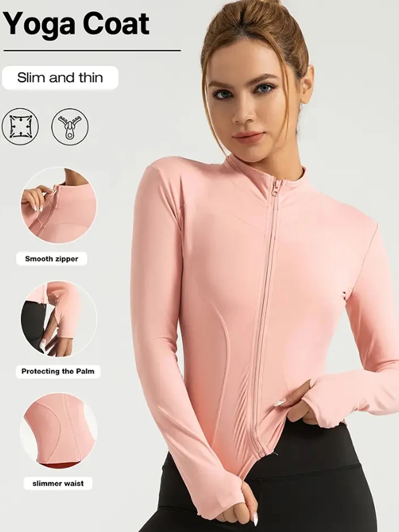 Casaco Fitness Slim para Mulher – Casaco Desportivo Yoga com Fecho