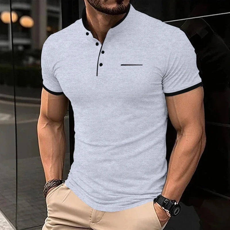 T-Shirt Masculina Gola Mandarim