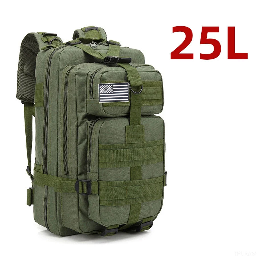 Mochila Tática 25L/50L – Nylon Impermeável para Caminhadas, Viagens e Aventura