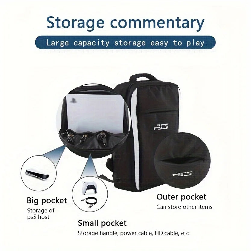 Mochila de Transporte para PS5 – Bolsa Protetora para Consola, Comandos e Acessórios Gaming