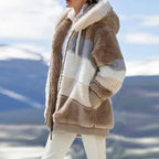 Casaco Oversized de Inverno com Capuz | Casaco Peluche Quente e Confortável