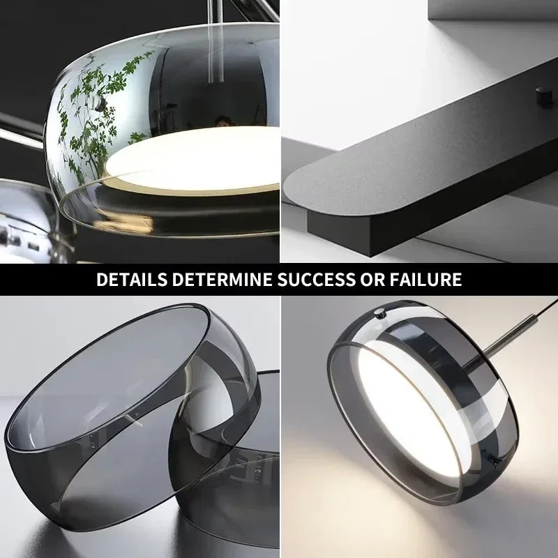 Candeeiro Suspenso Moderno em Vidro com LED Integrado – Iluminação Elegante para Sala e Quarto