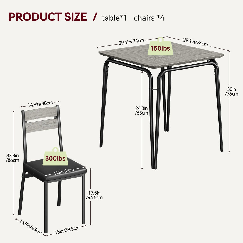 Conjunto de Mesa de Jantar para 2 – Mesa Quadrada com Cadeiras, Ideal para Cozinhas Pequenas e Apartamentos (Rustic Brown)