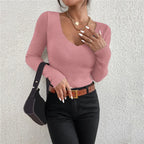 Camisola Canelada com Decote em V para Mulher – Malha Slim Elegante