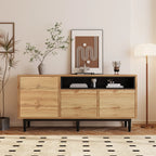 Aparador Moderno em Madeira com 3 Portas e Prateleiras – Robusto, Compacto e Fácil de Montar (160×35×76 cm)