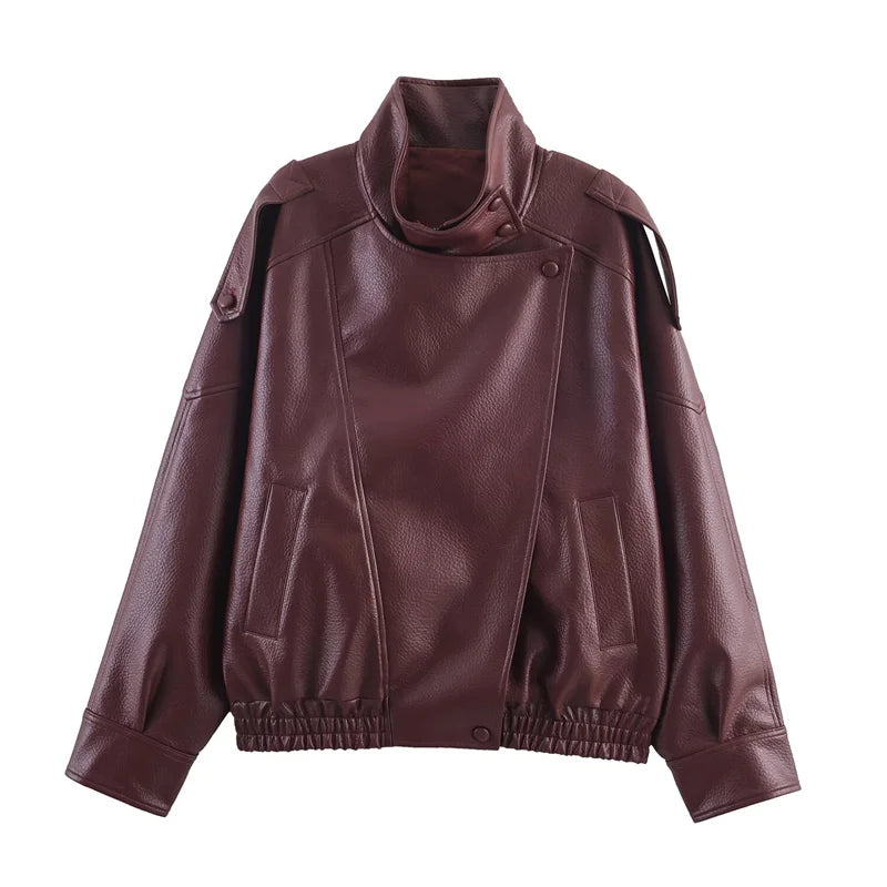 Casaco Biker Oversized para Mulher – Estilo Urbano Moderno
