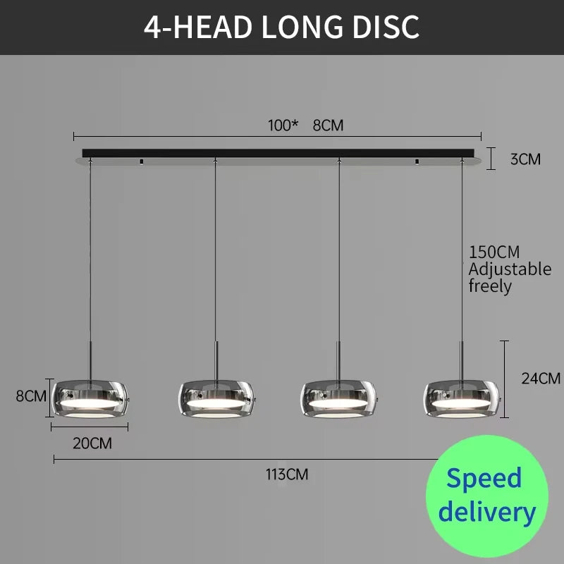 Candeeiro Suspenso Moderno em Vidro com LED Integrado – Iluminação Elegante para Sala e Quarto