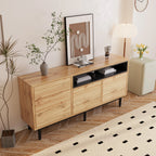 Aparador Moderno em Madeira com 3 Portas e Prateleiras – Robusto, Compacto e Fácil de Montar (160×35×76 cm)