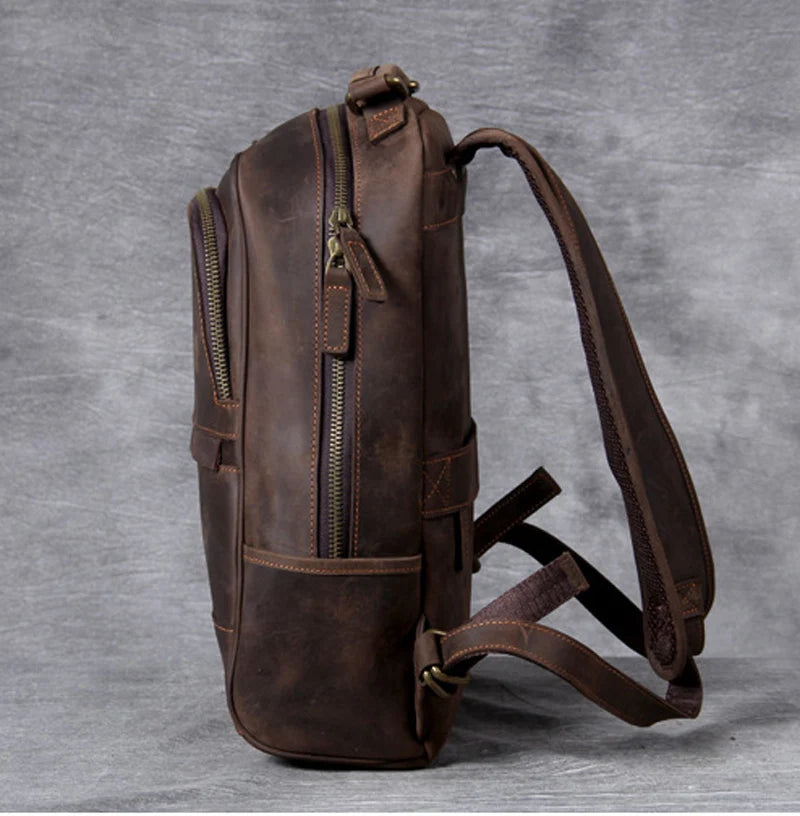 Mochila em Pele Genuína Vintage para Homem