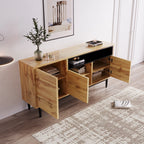 Aparador Moderno em Madeira com 3 Portas e Prateleiras – Robusto, Compacto e Fácil de Montar (160×35×76 cm)