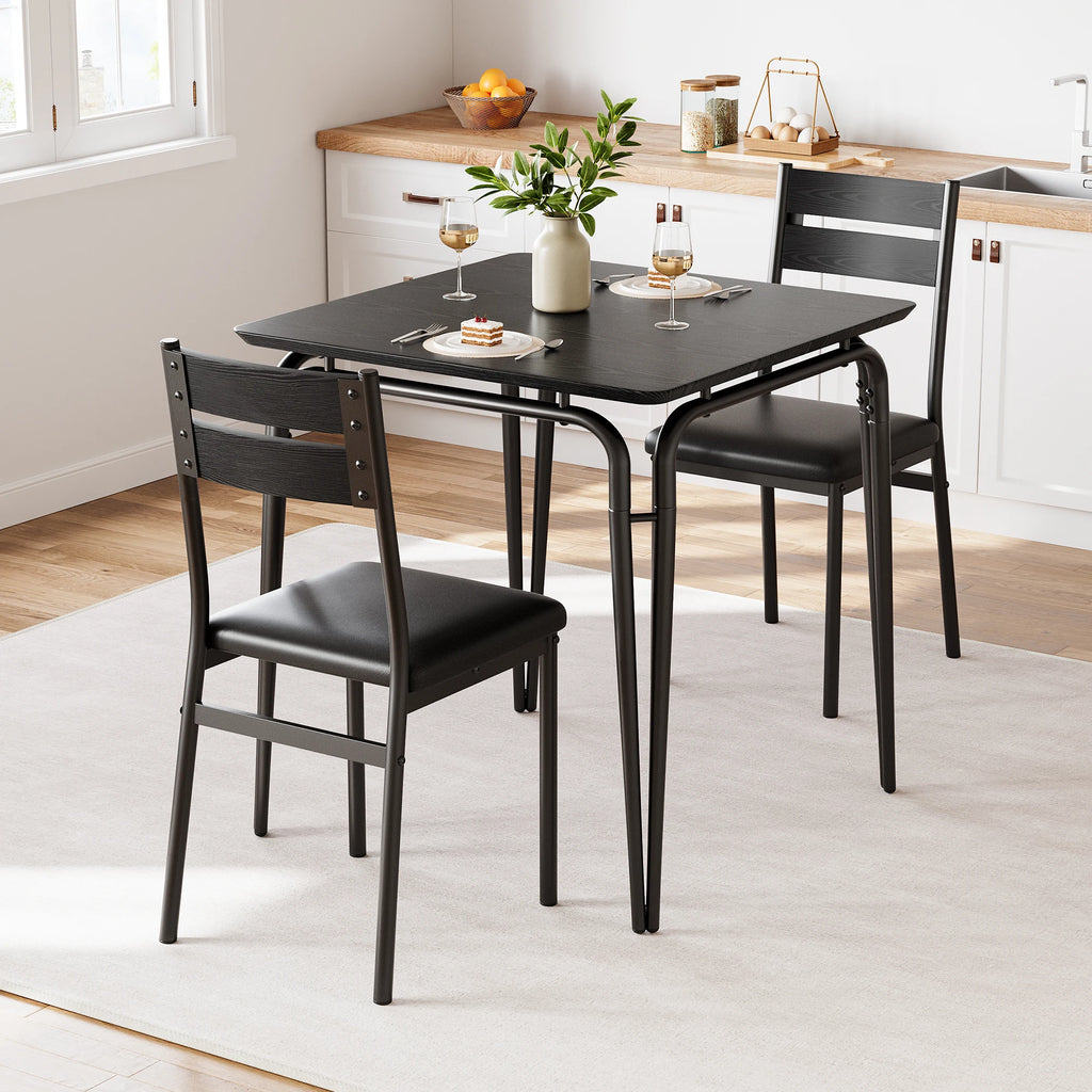 Conjunto de Mesa de Jantar para 2 – Mesa Quadrada com Cadeiras, Ideal para Cozinhas Pequenas e Apartamentos (Rustic Brown)