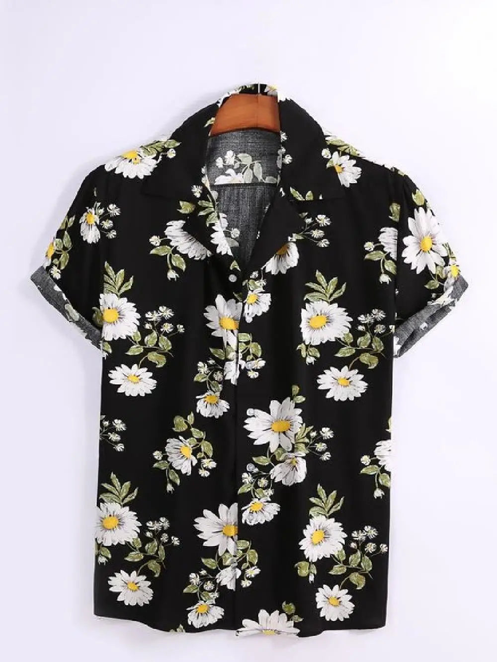 Men's short sleeved shirt new summer Hawaiian style lapel button up casual fashion large size