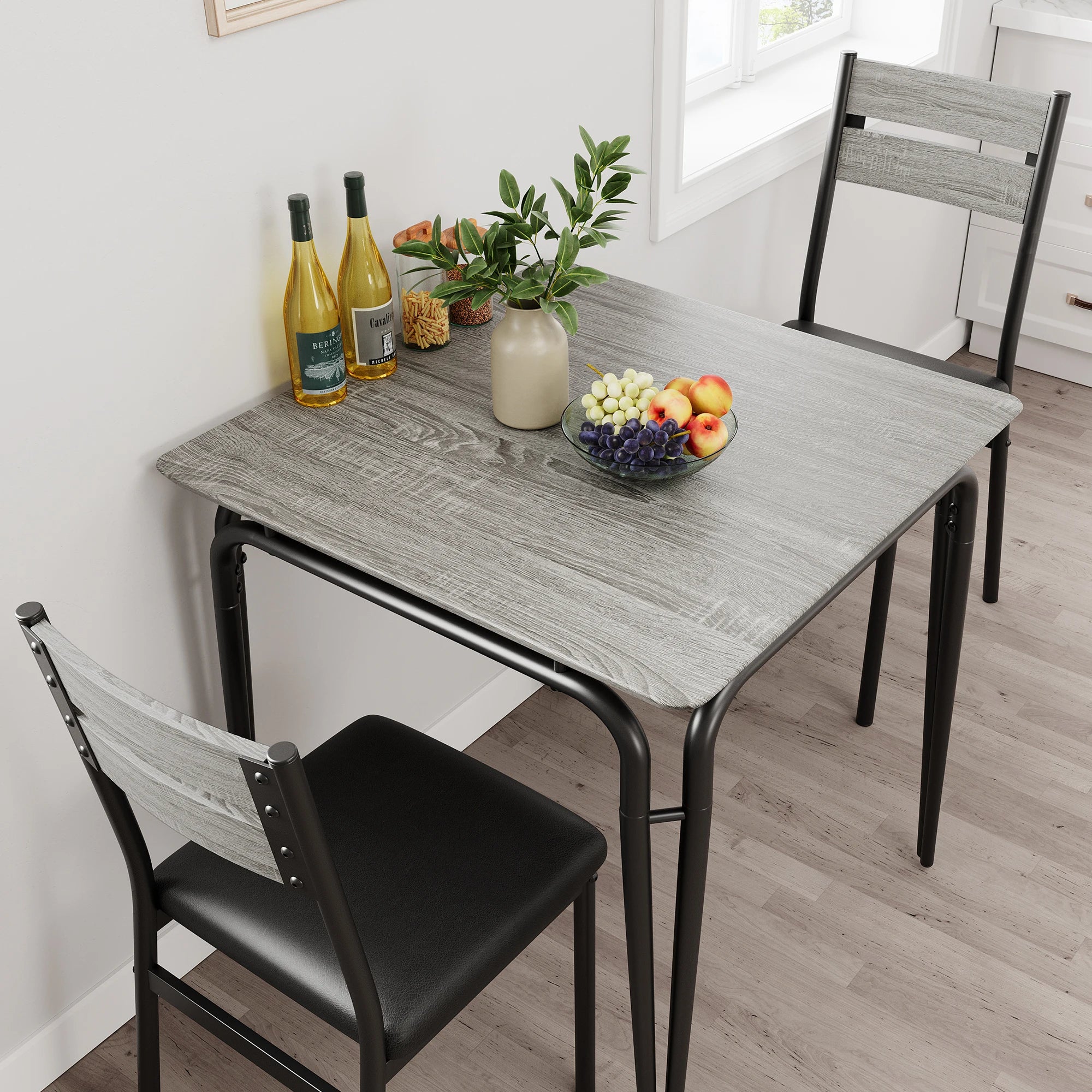 Conjunto de Mesa de Jantar para 2 – Mesa Quadrada com Cadeiras, Ideal para Cozinhas Pequenas e Apartamentos (Rustic Brown)