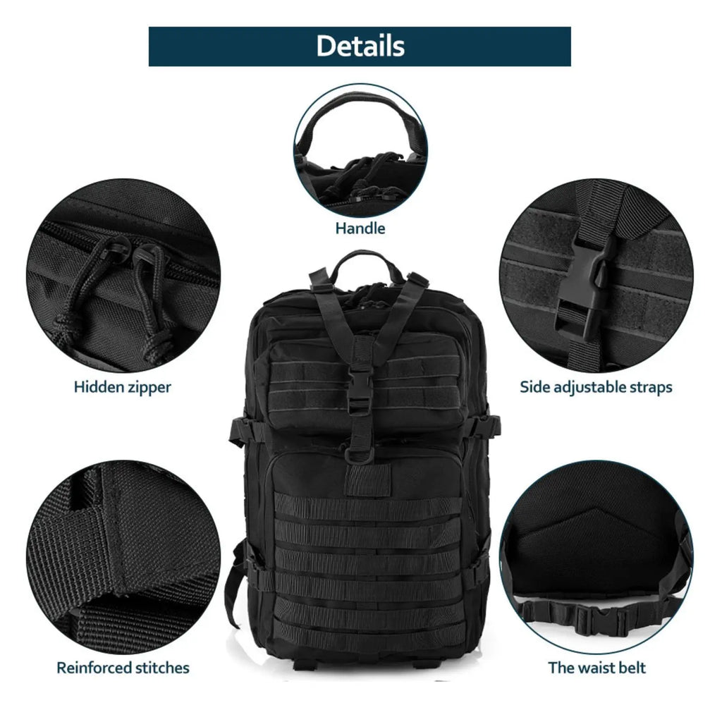 Mochila Tática 25L/50L – Nylon Impermeável para Caminhadas, Viagens e Aventura
