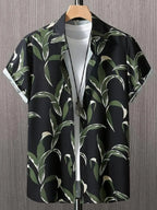 Men's short sleeved shirt new summer Hawaiian style lapel button up casual fashion large size