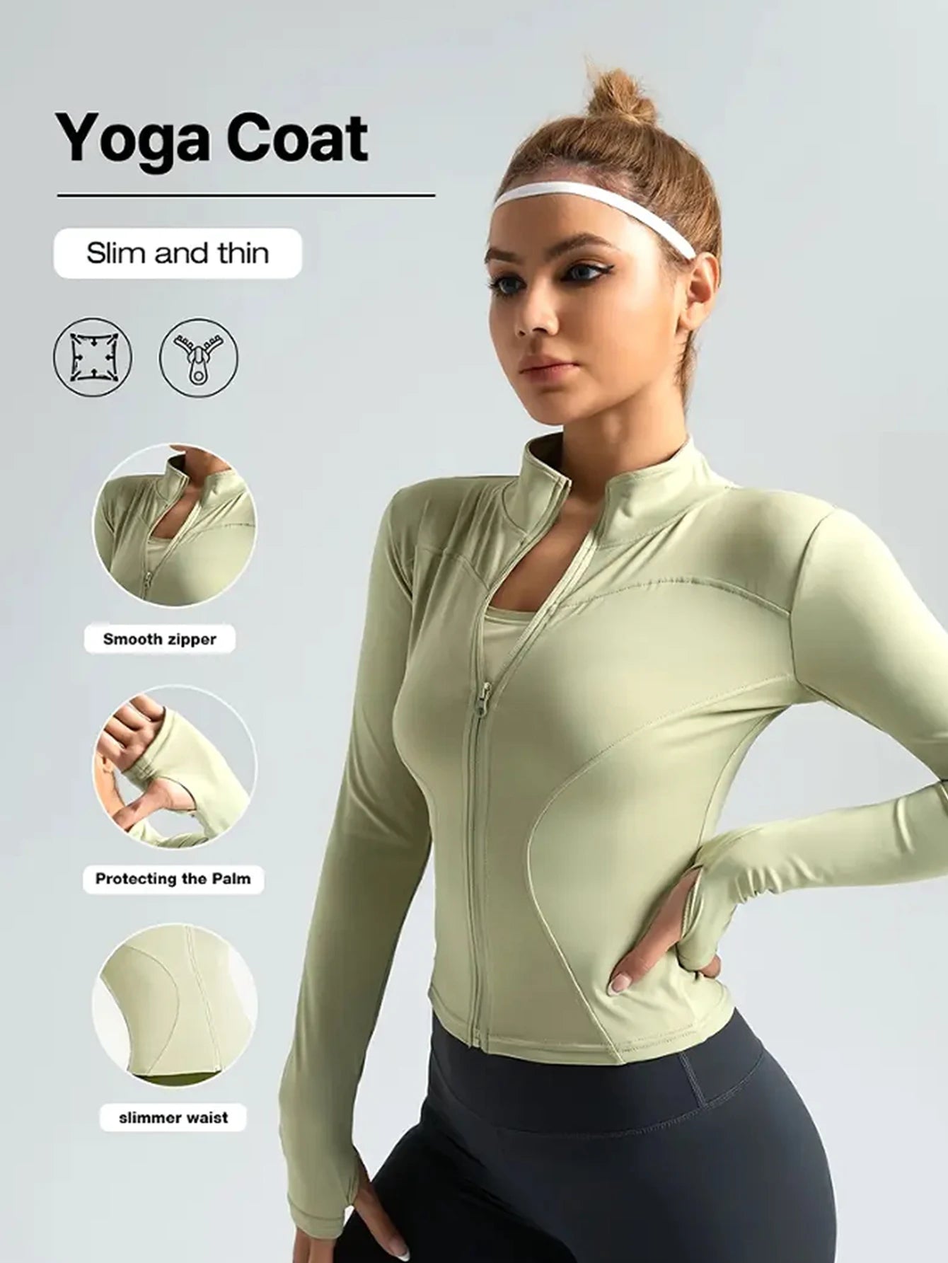 Casaco Fitness Slim para Mulher – Casaco Desportivo Yoga com Fecho