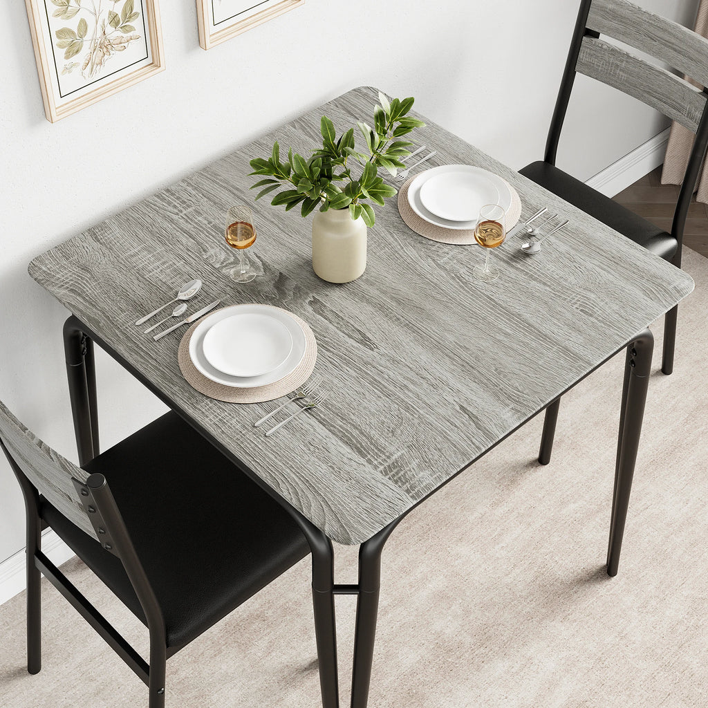 Conjunto de Mesa de Jantar para 2 – Mesa Quadrada com Cadeiras, Ideal para Cozinhas Pequenas e Apartamentos (Rustic Brown)