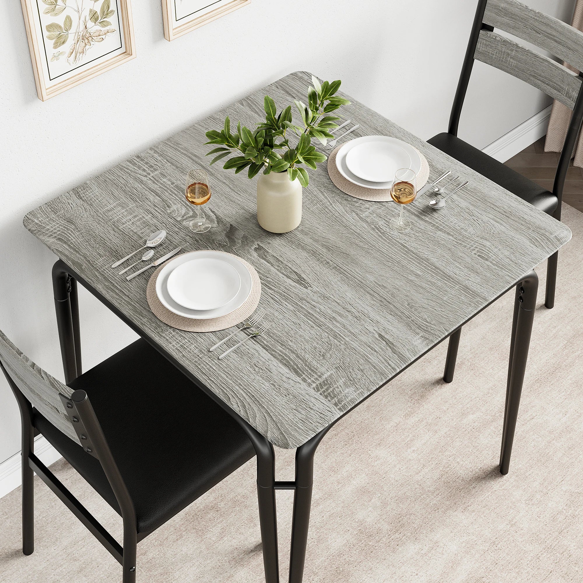 Conjunto de Mesa de Jantar para 2 – Mesa Quadrada com Cadeiras, Ideal para Cozinhas Pequenas e Apartamentos (Rustic Brown)