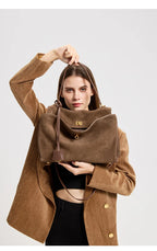 Mala Feminina em Camurça e Couro Genuíno – Tote de Luxo Outono/Inverno
