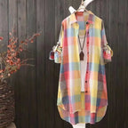 Camisa Feminina às Riscas – Estilo Casual Confortável para Outono