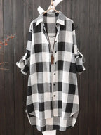 Camisa Feminina às Riscas – Estilo Casual Confortável para Outono