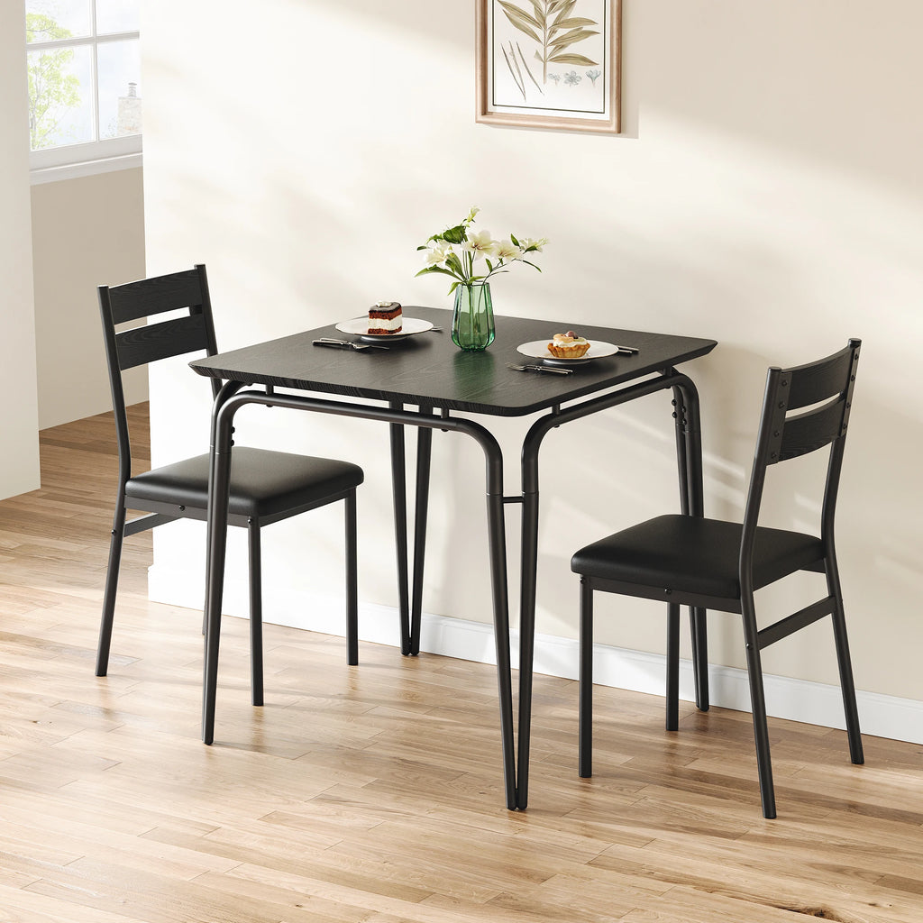 Conjunto de Mesa de Jantar para 2 – Mesa Quadrada com Cadeiras, Ideal para Cozinhas Pequenas e Apartamentos (Rustic Brown)