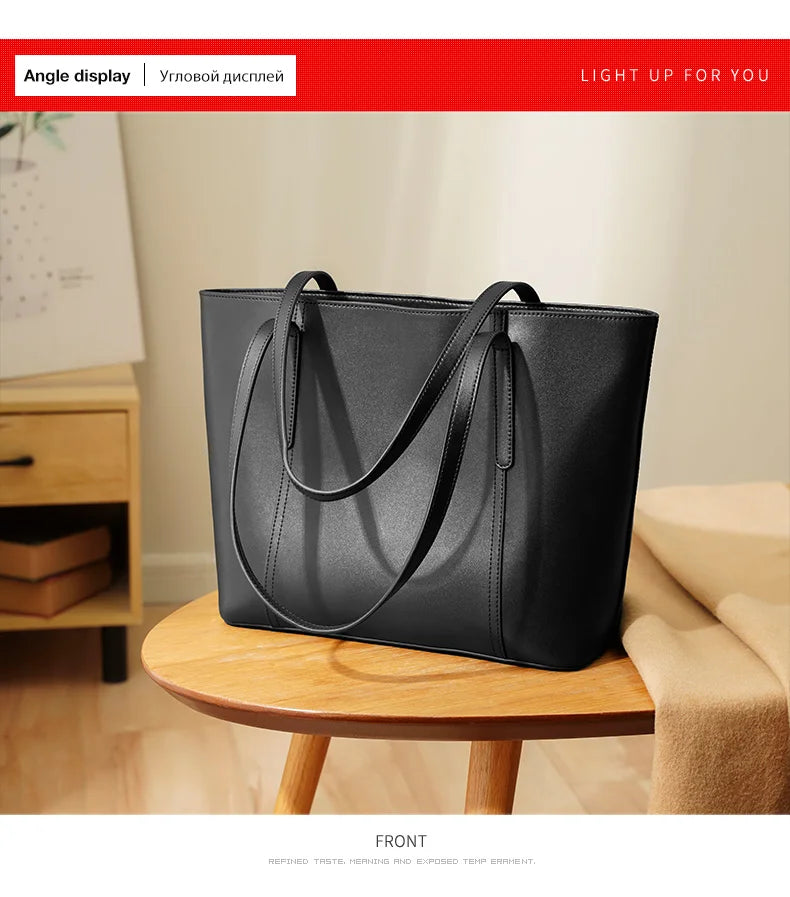 Mala Tote em Couro Natural – Elegância Minimalista para o Dia a Dia