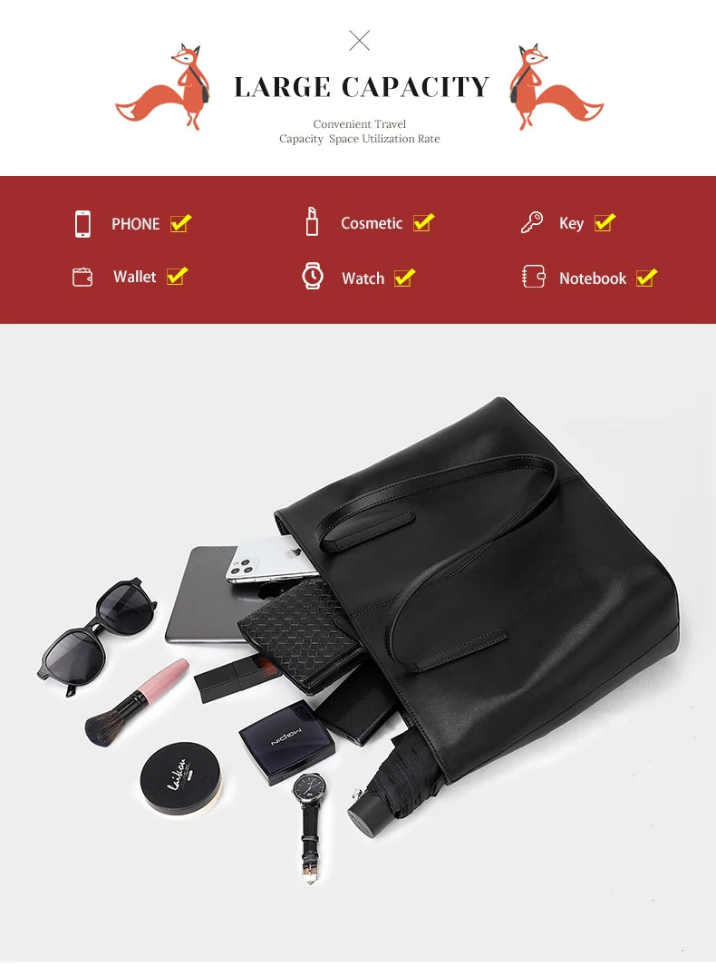 Mala Tote em Couro Natural – Elegância Minimalista para o Dia a Dia