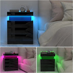 Mesa de Cabeceira SmartGlow™ com LED, Carregamento Integrado e 3 Gavetas