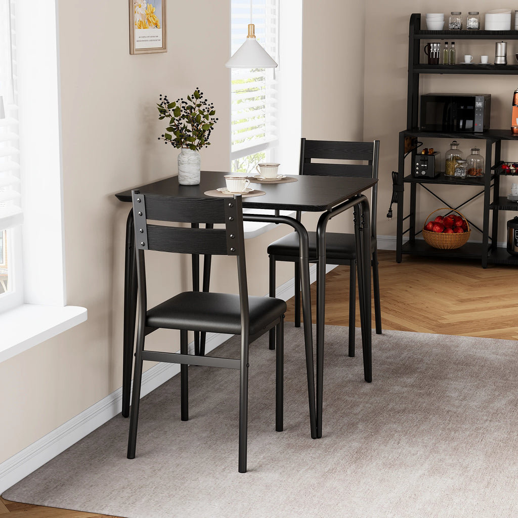 Conjunto de Mesa de Jantar para 2 – Mesa Quadrada com Cadeiras, Ideal para Cozinhas Pequenas e Apartamentos (Rustic Brown)