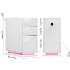 Mesa de Cabeceira SmartGlow™ com LED, Carregamento Integrado e 3 Gavetas