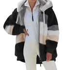 Casaco Oversized de Inverno com Capuz | Casaco Peluche Quente e Confortável