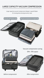 Mochila Masculina de Viagem com Compressão a Vácuo – Portátil 17’’ e Grande Capacidade