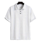 Polo Masculino de Verão em Jacquard com Padrão Xadrez Texturizado – Estilo Casual Elegante