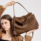 Mala Feminina em Camurça e Couro Genuíno – Tote de Luxo Outono/Inverno
