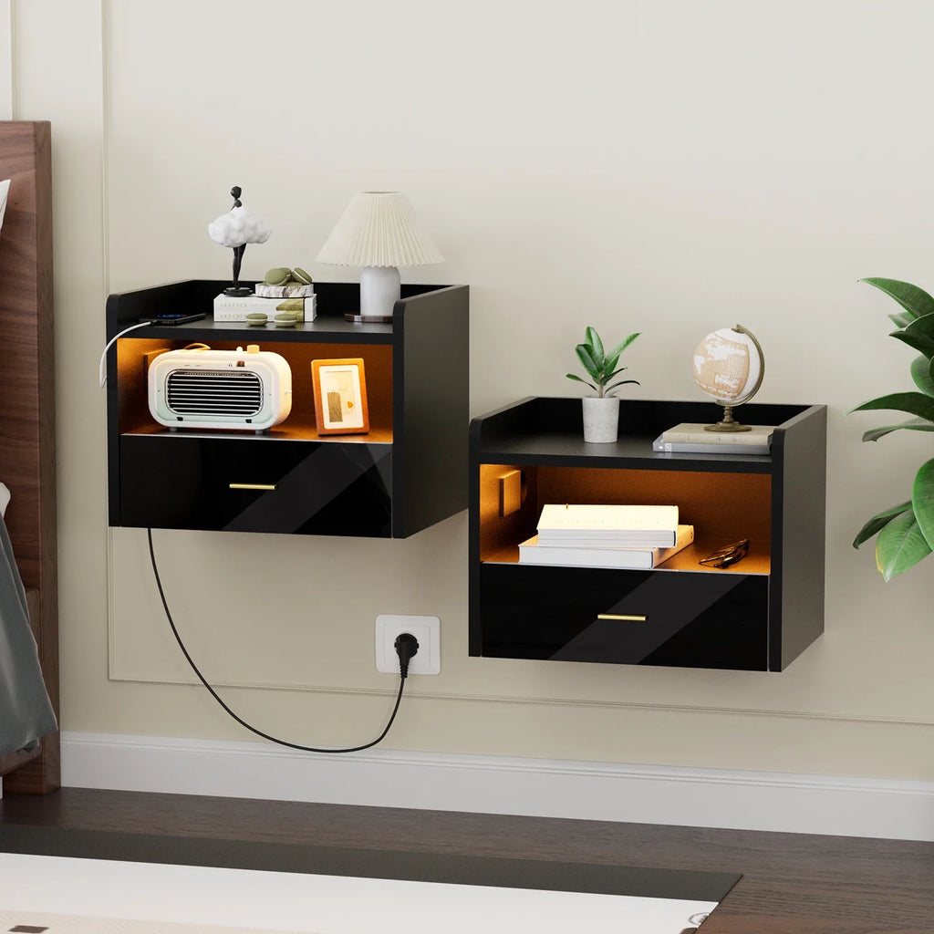 Mesa de Cabeceira Suspensa com LED RGB e Carregamento Integrado SmartWall™