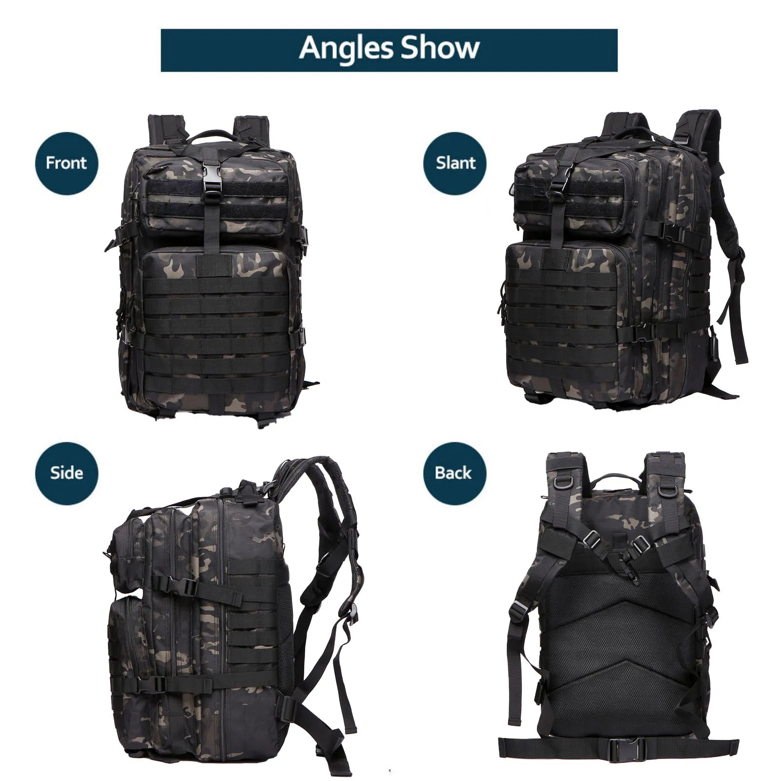 Mochila Tática 25L/50L – Nylon Impermeável para Caminhadas, Viagens e Aventura