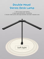 Candeeiro de Secretária LED com Dupla Cabeça e Pinça – Dimerizável, Ideal para Monitor, Escritório e Leitura