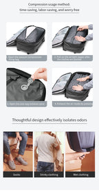 Mochila Masculina de Viagem com Compressão a Vácuo – Portátil 17’’ e Grande Capacidade