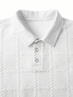 Polo Masculino de Verão em Jacquard com Padrão Xadrez Texturizado – Estilo Casual Elegante