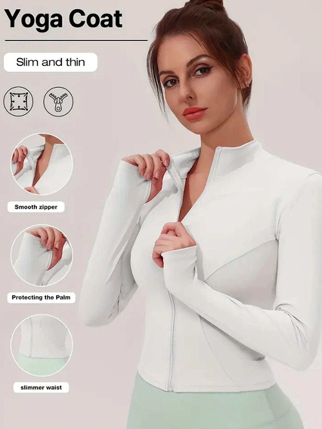 Casaco Fitness Slim para Mulher – Casaco Desportivo Yoga com Fecho
